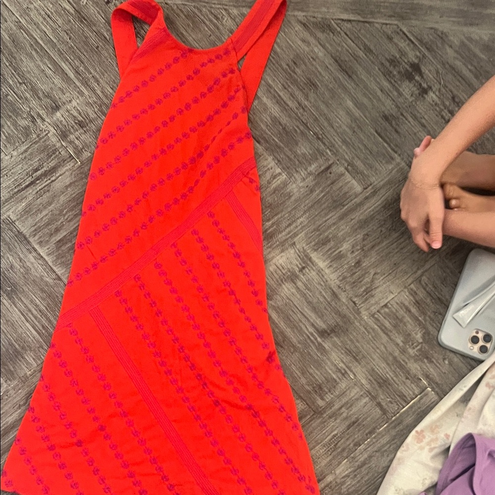 Free People Red and Purple Midi Dress